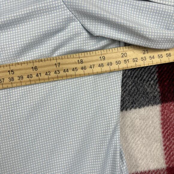 Mizzen Main Performance Shirt Mens M Blue Check Trim Fit Maylard Button *stain - Picture 6 of 11